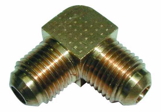 Brass elbow double flare fitting, 1/8 inch, ideal for plumbing and pneumatic connections.