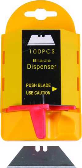 JBS Trimming Knife Blades Dispenser with 100 blades, featuring a safety push-button release for easy access and storage.