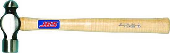 JBS 675g Ball Pein Hammer featuring a polished face, hickory handle, and durable forged steel for versatile metalwork.