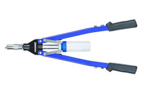 Kincrome Long Arm Hand Riveter, durable tool for 3.2-6.4mm rivets, featuring aluminium head and comfortable grips.