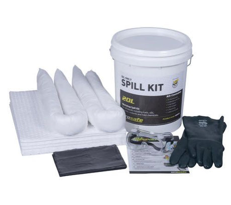 Prosafe Workshop Spill Kit in a rugged bucket, designed for effective oil spill management with 20L absorption capacity.
