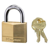 Master Lock Diamond Brass Padlock featuring a 40mm brass body and 22mm steel shackle for versatile, durable security.