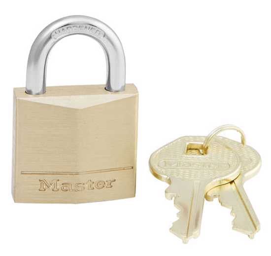 Master Lock Diamond Brass Padlock with 30mm solid brass body and 16mm hardened steel shackle for superior security.