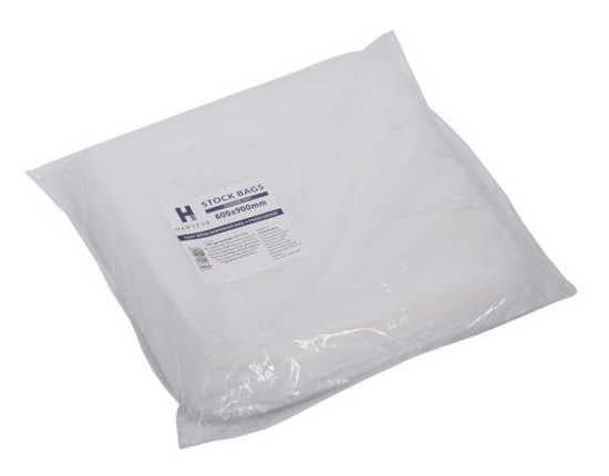 Clear LDPE stock bags, 250 x 375mm, pack of 250; durable, food-grade bags for storage and display.