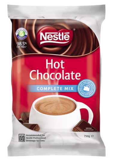 Nestlé Hot Chocolate refill 750g pack for vending machines, offering rich, creamy chocolate flavor for cafes and gatherings.