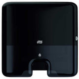 Sleek black Tork H2 Xpress Mini Paper Towel Dispenser for low to medium traffic washrooms, featuring one-at-a-time dispensing.