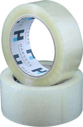 Clear and durable Harveys Economy Packaging Tape, 36mm x 100m, ideal for shipping and organizing; pack of 10 units.