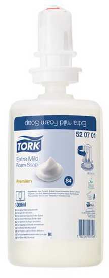 Tork S4 Extra Mild Foam Soap Refill, 1000ml, for gentle hand washing in dispensers, offering 150% more washes and excellent hygiene.