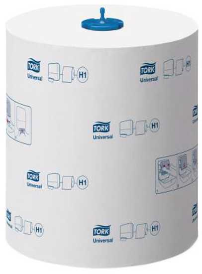 Tork H1 Matic 1-ply paper towels, 280m rolls, eco-friendly, designed for high efficiency in busy washrooms.