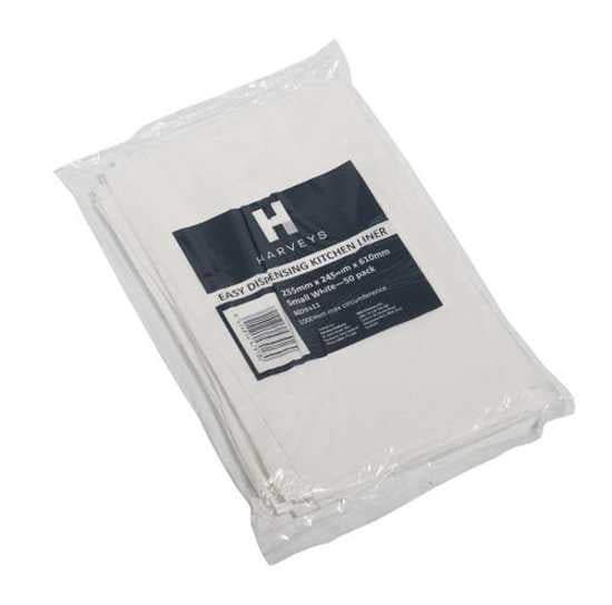 Harveys Refuse Bag  - White Kitchen liner 27Litre - 255 x 245 x 610mm - 50 - Pack