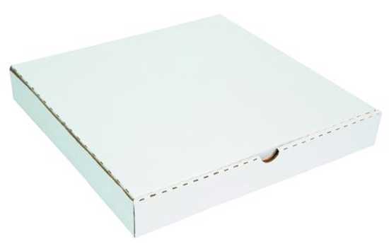 12-inch white corrugated pizza box with self-locking design, perfect for keeping pizzas fresh and warm in bulk.