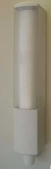 Wall-mounted water cup dispenser for organized hydration, compatible with various cup sizes, ideal for homes and offices.