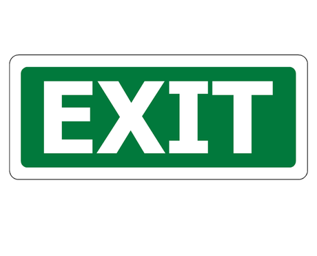 Durable PVC Exit Sign (240x100mm) with clear 'Exit' legend for emergency guidance in various environments.