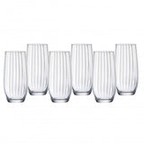 Bohemia Waterfall High Ball Set of 6 crystal glasses, 350ml, elegant design with vertical ridges for a comfortable grip.