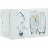 Elegant Bohemia Waterfall High Ball Set of 6, 350ml crystal glasses with unique ridges for a comfortable grip and refined style.