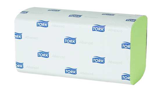 Tork H3 Green 2-Ply Singlefold Paper Towels, eco-friendly, 250 sheets per pack, perfect for hygiene and sustainability.