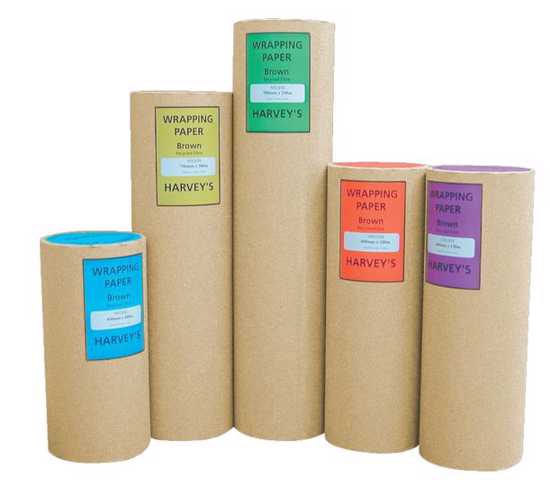 Eco-friendly Harveys Kraft Paper Roll, 80gsm, 750mm x 250m, ideal for wrapping and packaging varied items sustainably.