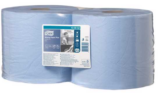 Tork W1,2 Wiping Paper Plus Combi Roll Blue - 23cm x 255m - 2 Rolls (Case)