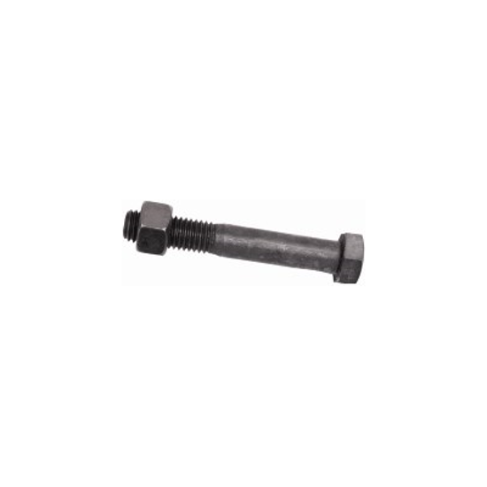 Grade 8 1" x 10" UNC bolt and nut, designed for heavy-duty applications with a corrosion-resistant black finish.