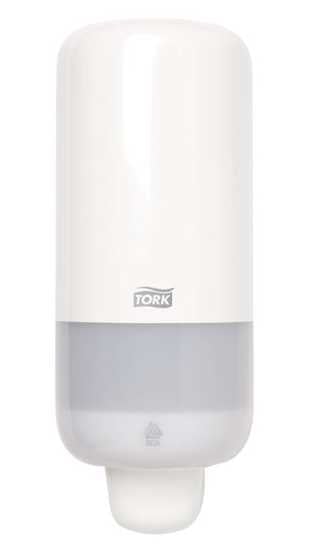 Tork S4 Foam Soap Dispenser in white, 1000ml capacity, offers efficient soap delivery, easy use, and effortless cleaning.