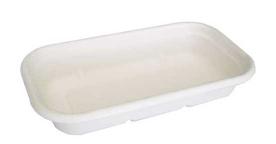 Eco-friendly 750ml white takeaway container pack from Biopak, made from sugarcane pulp; ideal for hot and cold foods.