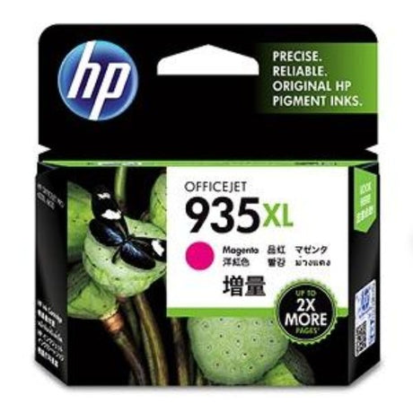 HP 935XL Magenta Ink Cartridge, high-capacity, yields 825 pages, delivers vibrant prints and professional quality for home and office.