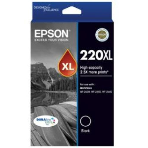 High-capacity black ink cartridge ensuring sharp prints, quick-drying, water-resistant, ideal for home and office use.