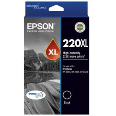 High-capacity black ink cartridge ensuring sharp prints, quick-drying, water-resistant, ideal for home and office use.