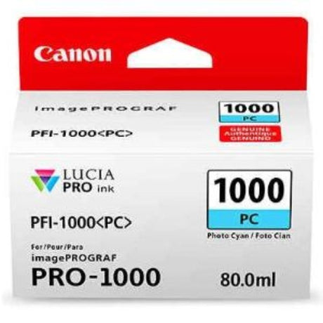 Photo Cyan ink cartridge for Canon LUCIA PRO, designed for vibrant prints and gloss uniformity.