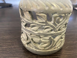 Soapstone Aroma Therapy Oil Burner with fine carvings, perfect for enhancing ambiance and enjoying essential oils.
