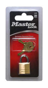 Master Lock Diamond Brass Padlock with a durable 20mm brass body and hardened 4mm steel shackle for enhanced security.