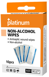 Antiseptic non-alcohol wipes pack of 10, ideal for first-aid, containing cetrimide for effective skin cleaning.