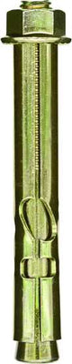 POWERS Zinc Yellow Hex Sleeve Anchor M10 x 100, corrosion-resistant, ideal for medium-duty anchoring in concrete and masonry.