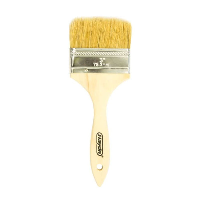 Haydn Chip Brush set of 5, 75mm size with wooden handle and white filaments for precise application of adhesives and coatings.