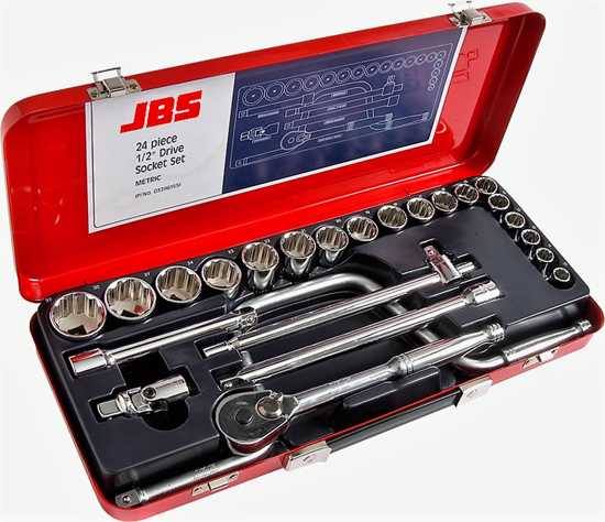 JBS Metric 1/2" SQ Drive Socket Set-24 Piece-Each