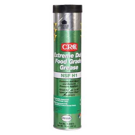 Tan-colored CRC 35615 Food Grade Extreme Duty Grease in a 397g tube, designed for effective lubrication in extreme conditions.