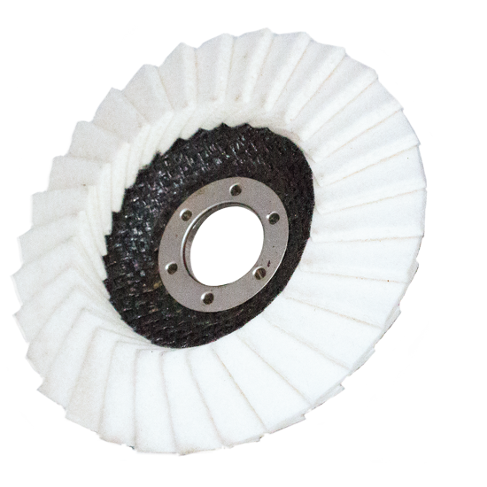 125 x 22mm felt wool polishing disc designed for a smooth, scratch-free finish on metals, plastics, and wood surfaces.