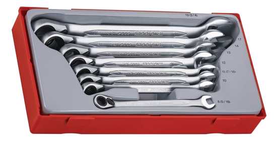 Teng 8pc 8-19mm Rev Ratchet Comb. Spanner Set (Each)