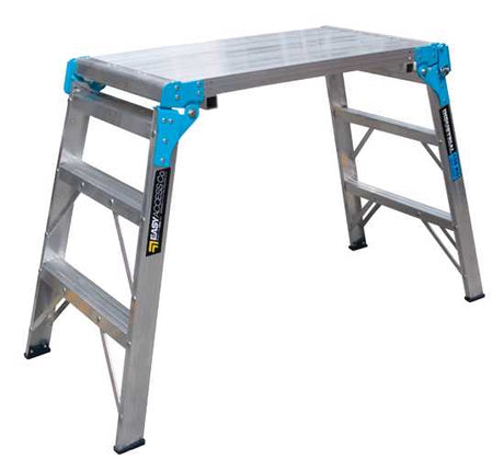 Lightweight, 3-step folding work platform with safety lock, ideal for low-level indoor tasks and easy storage.