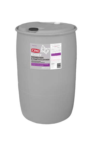 CRC 3417 EXOFF 200L Degreaser offering powerful, safe, biodegradable cleaning for tough grease and contaminants in various environments.