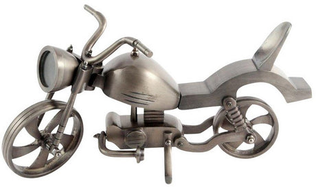 Metal motorcycle ornament showcasing intricate details, perfect for decorating desks or shelves and ideal for motorcycle enthusiasts.