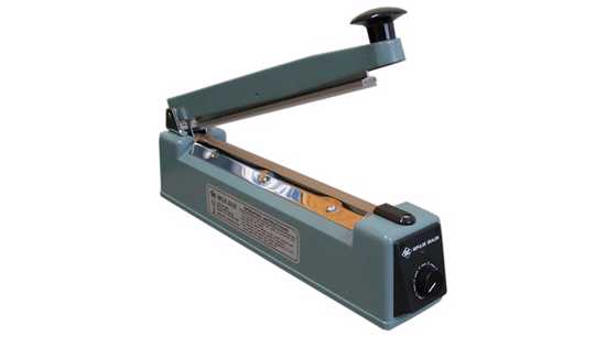 Mec Hand Impulse Heat Sealer 300mm: Efficiently seals plastic bags up to 150mu for home and professional use.