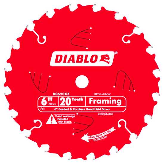 Circular Saw Blade Wood 6" 158mm 20T Diablo (Each)