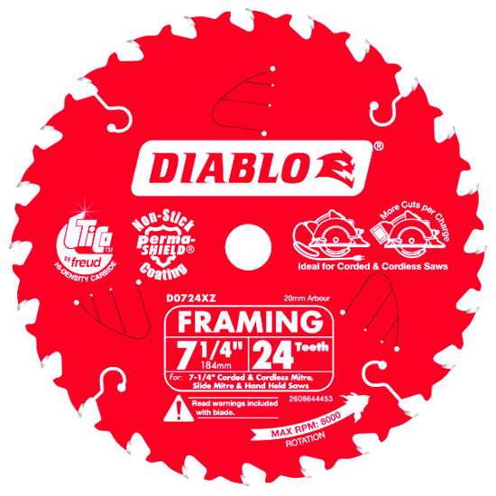 Diablo Circular Saw Blade Wood 24T-184mm x 20mm-Each