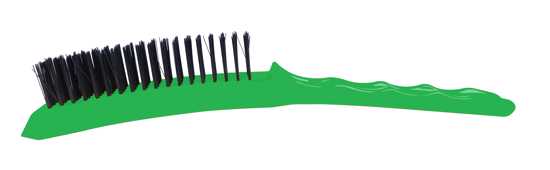4-row stainless steel wire brush with plastic handle for effective rust removal and surface cleaning.