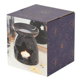 Purple Constellation Oil Burner featuring celestial design, gold accents, star cut-out, and tealight for a serene atmosphere.