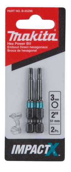 Makita ImpactX Hex Power Bits 3mm - 50mm 2 Pack (Packet)