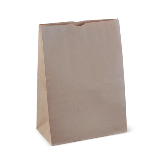 Extra large, sturdy paper checkout bag, 305x175x430mm, standing upright for easy loading, eco-friendly and versatile for groceries.