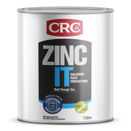 Zinc-rich corrosion protection spray for steel and iron, offers 95% purity zinc, weld-through capability, and quick drying.