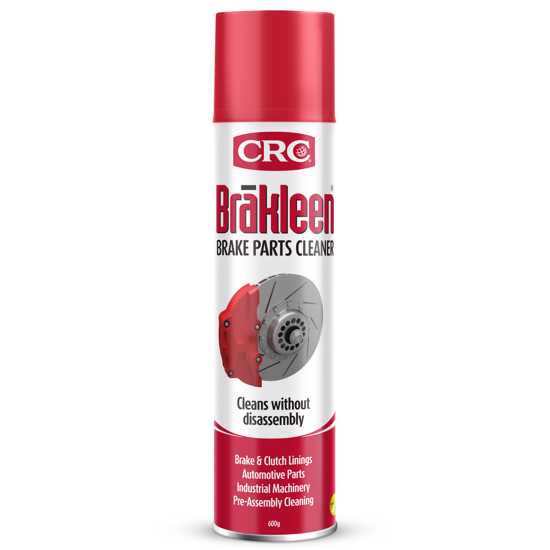 Heavy-duty CRC 5089 Brakleen 600g cleaner quickly removes grease and contaminants without disassembly, ideal for brake maintenance.